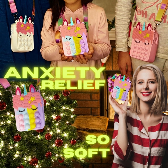 Unicorn Purse for Girls Crossbody - Sensory Pop Fidget It Toy Bag - Picture 3 of 7